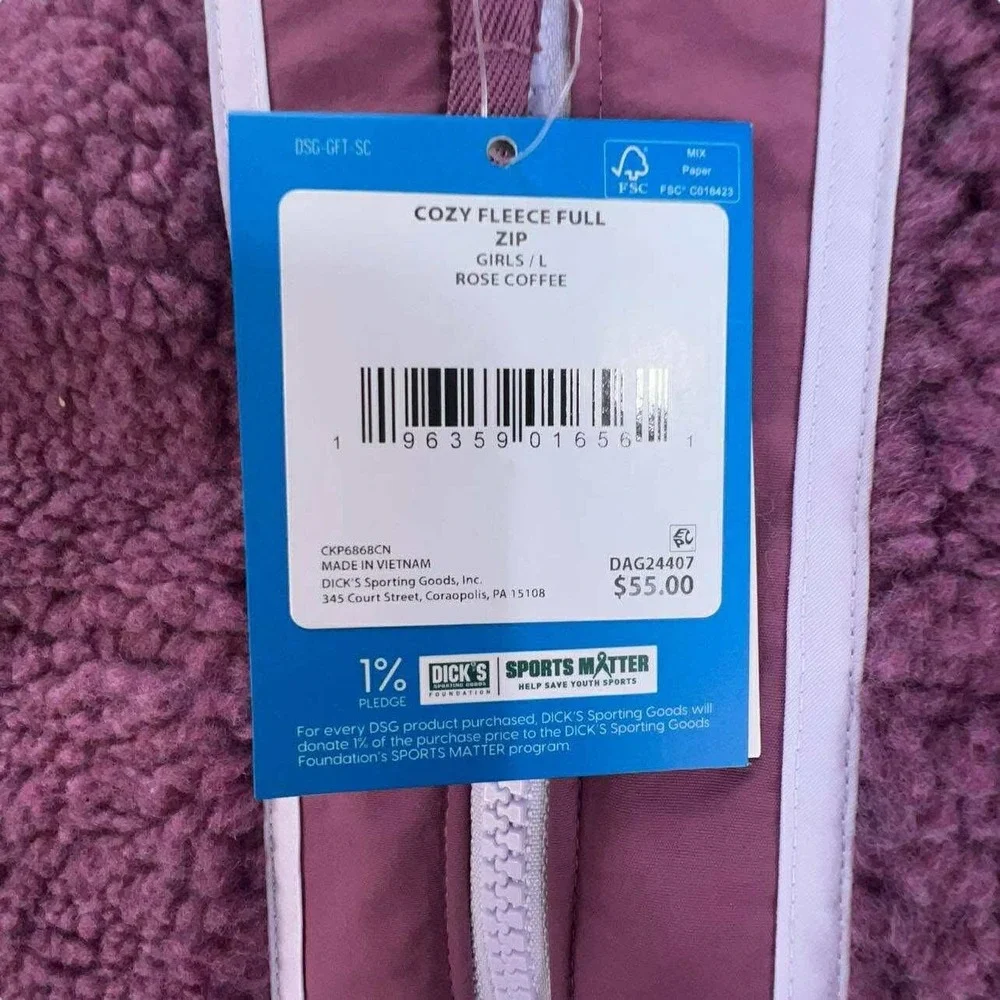 DSG Girls Purple Fuzzy Fleece Full Zip Jacket L (14) NWT WINTER GEAR‎ COAT